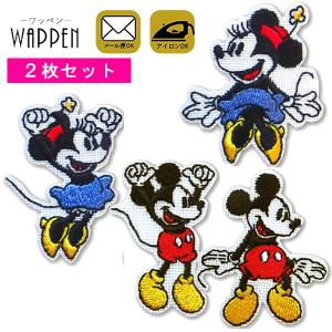 ミッキー ミニー ディズニー キャラクター ワッペン 刺繍 アイロン Disney アップリケ 入園 入学 手芸 2枚セット メール便可｜rareleak