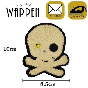 ワッペン 刺繍ワッペン 縦10cm×横8.5cm スカル ドクロ 髑髏 アイロンワッペン ミニワッペン ハンドメイド アップリケ メール便 爆買