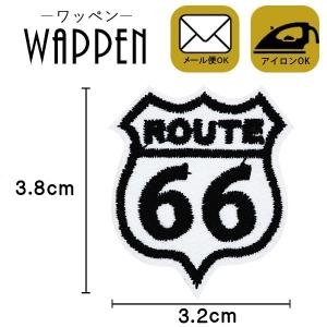 ワッペン アイロン ロゴ 刺繍ワッペン 縦3.8cm×横3.2cm ROUTE66 ロゴ 数字 アイロン貼付け可能 ハンドメイド 手作り 手芸 メール便 爆買