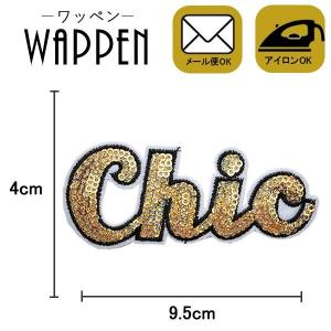 ワッペン スパンコール 縦4cm×横9.5cm chic 英語 文字 アイロン貼付け可能 バッグやiPhoneケースをオリジナルに ハンドメイド 手作り 手芸 メール便 爆買