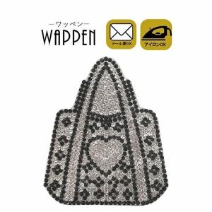 ストーン ワッペン わっぺん 縦6.8cm×横5.1cm アイロン接着 bag バッグ カバン ハート キラキラ 手芸 デコ ダンス 入園 入学 アップリケ あっぷりけ wappen｜rareleak