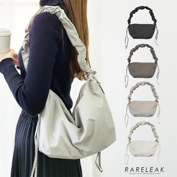 ショルダーバッグ レディース ナイロン 撥水 2way 軽い 斜めがけ ギャザー 肩掛け 大容量 軽...