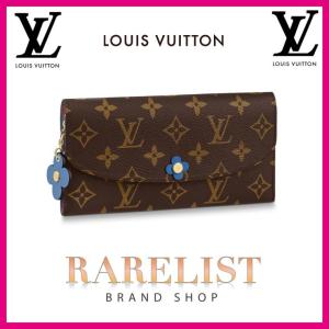 ルイヴィトン LOUIS VUITTON 財布 長財布 フラップ かぶせ モノグラム ブラウン ブルージーン ブルー ゴールド フラワー LV ロゴ