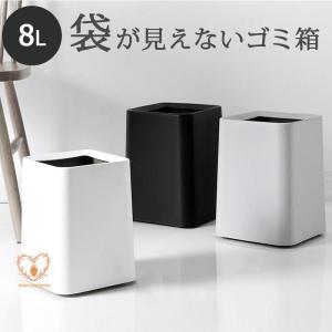 ゴミ箱 おしゃれ ゴミ袋が見えない 8L 北欧 袋が見えない 四角 角型 生活感がない 袋が見えないゴミ箱 リ｜raspberry-store