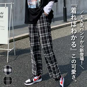 「745円 3点購入クーポンで」 パンツ レディース 黒 白 おしゃれ 春 夏 チェック 柄 ボトムス ウエストゴム 薄手 涼しい [郵1.5]^b382^