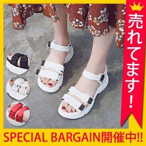 サンダル 厚底 スポーツサンダル コンフォート ベルクロ レ...