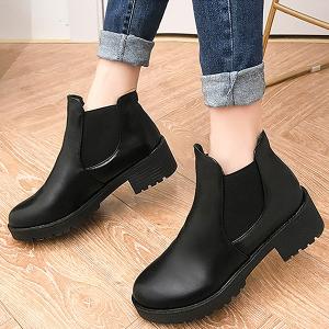 サイドゴアブーツ ショートブーツ 厚底 太ヒール シューズ