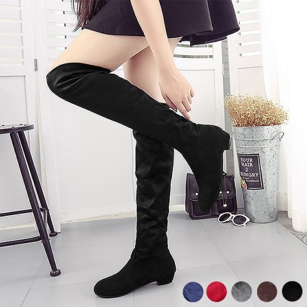 1743円 クーポンで！ ニーハイブーツ ブーツ レディース 秋 冬 ローヒール 安い ロングスエー...