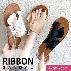 サンダル レディース フラット ぺたんこ リボン 歩きやすい 韓国 履きやすい シューズ (送料無料)[郵2]^bo-676^