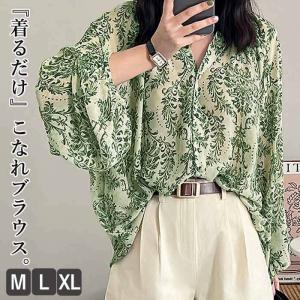 ブラウス レディース シャツ シアー 透け感 柄シャツ 春ブラウス カットソー トップス 韓国 春(送料無料)[郵2]^t1043^｜raspberryy