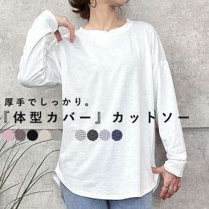 Tシャツ レディース トップス ロンT 長袖 春 黒 白 おしゃれ カットソー 無地 ボーダー 柄 [郵2]^t778^｜raspberryy