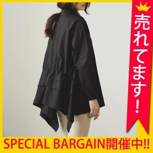 チュニック シャツ ブラウス レディース 体型カバー ゆったり 長袖 裾フリル 羽織 アウター ^v103^