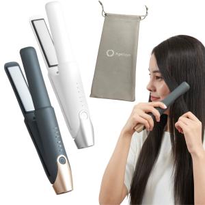 新発売 アゲツヤ コードレス 2way ミニヘアアイロン ホワイト・グレー Type-C充電 充電式 持ち運び 旅行 機内持ち込み可 携帯耐熱ポーチ 海外対応｜rasta