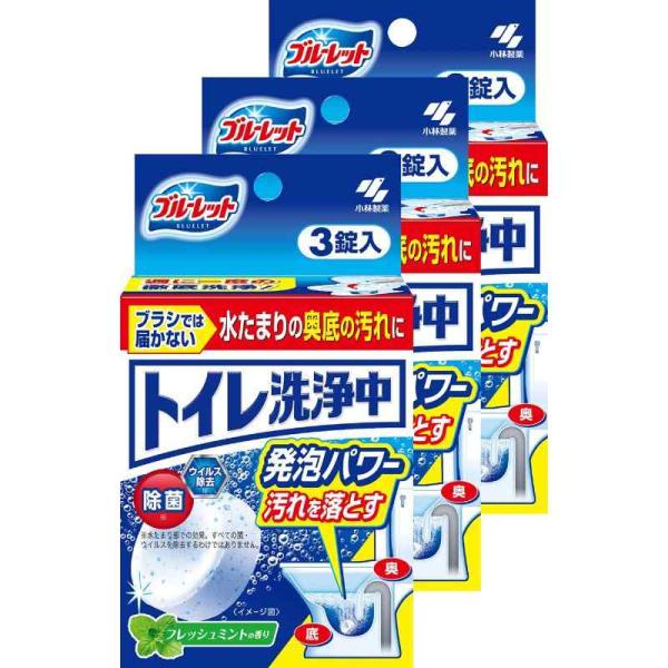 トイレ洗浄中 【まとめ買い】 水洗トイレの便器の底 (水溜り部分) 洗浄剤 フレッシュミントの香り ...