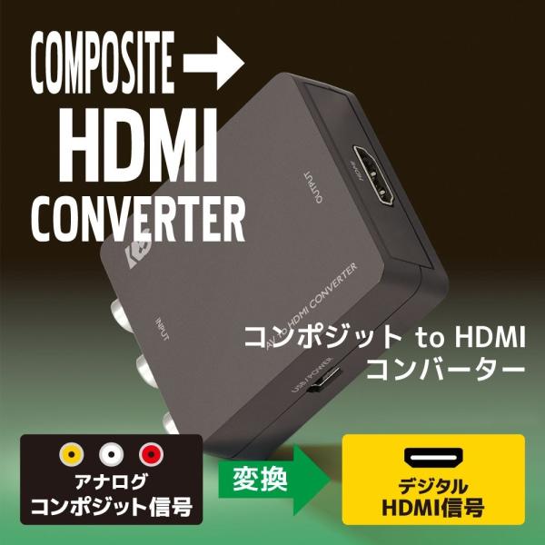 コンポジット to HDMI コンバーター RS-AV2HD1A HDMI 変換 RCA アナログ ...