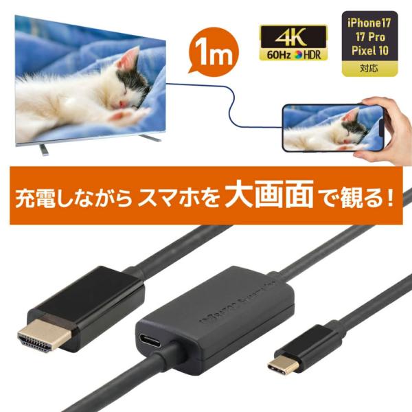 USB Type-C to HDMI 変換ケーブル（PD対応・1m）RS-UCHD4K60-1MA ...
