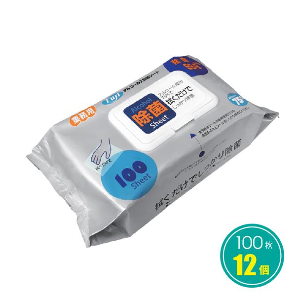 除菌シート 100枚入×12個　アルコール75％ フジ 大判 厚手