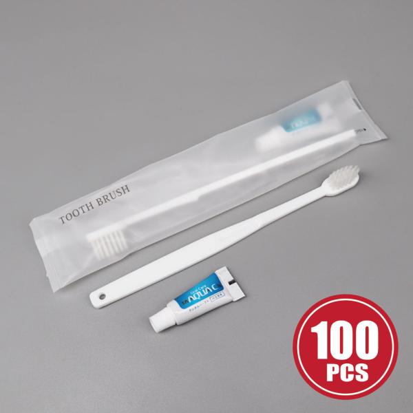 使い捨てハブラシ 100本 歯磨き粉チューブ3g付き  24穴マットシリーズ サンヨーアメニティ　