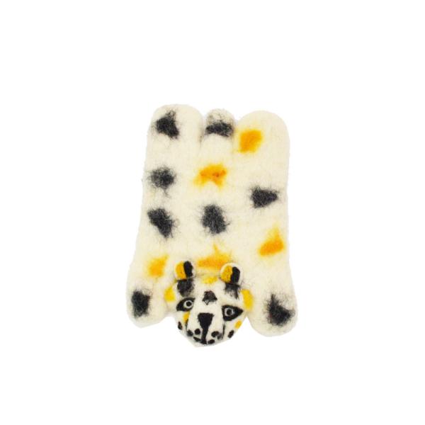 アニマルコースター 黒目の白ヒョウ フェルト かわいい 白