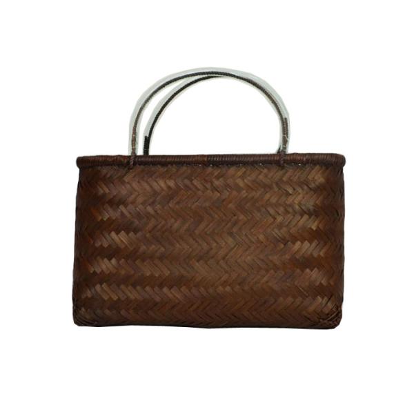 竹製 市場かご よこ型L ブラウン 横長 竹かごバッグ 籠