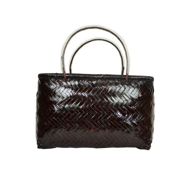 竹製 市場かご よこ型M ダークブラウン 横長 竹かごバッグ