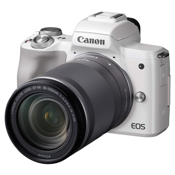 Canon ミラーレス一眼カメラ EOS Kiss M 高倍率ズームキット ホワイト EOSKISS...