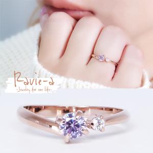 Vリング ピンクゴールド シルバー セミオーダー 選べるスワロフスキー