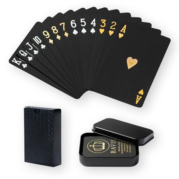 RAVIS トランプ プラスチック ブラック ゴールド 防水 フレックスカード マジック 手品 高級...