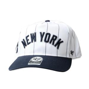 '47 Brand ’47 ヒッチ ダブルヘッダー ピンストライプ ニューヨーク・ヤンキース ホワイト/ネイビー  メンズ レディース キャップ MLB フォーティーセブン｜rawdrip