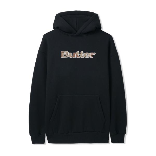 BUTTER GOODS Logo Camo Applique Pullover Hood ブラック...