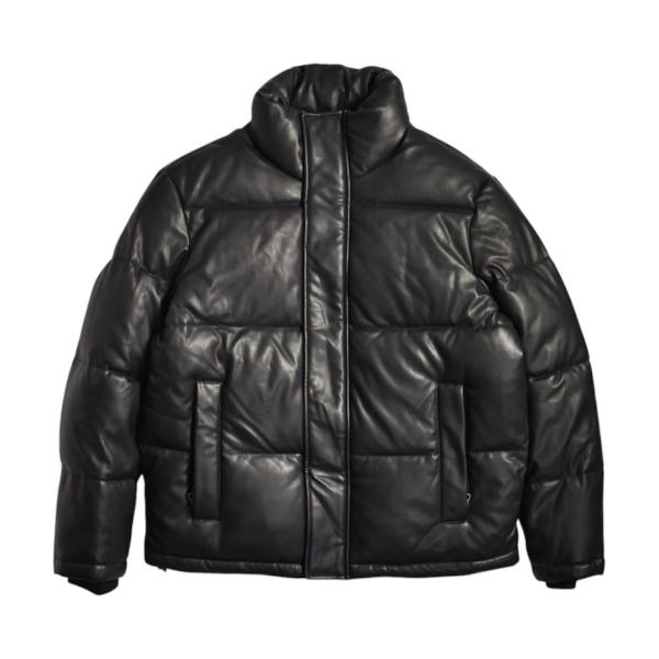 Calvin Klein レザーパファージャケット ブラック メンズ レディース ジャケット CK