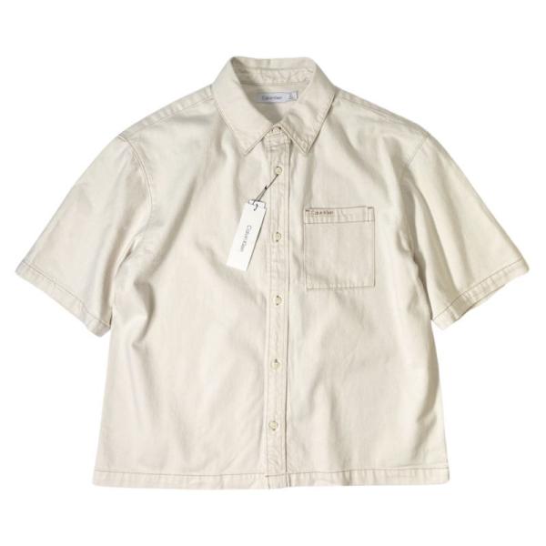 Calvin Klein ショートスリーブ デニム シャツ ナチュラル メンズ/レディース/半袖シャ...