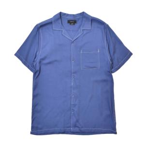 コットンオン ショートスリーブ ステッチ オープンシャツ ブルー メンズ レディース 半袖シャツ｜rawdrip