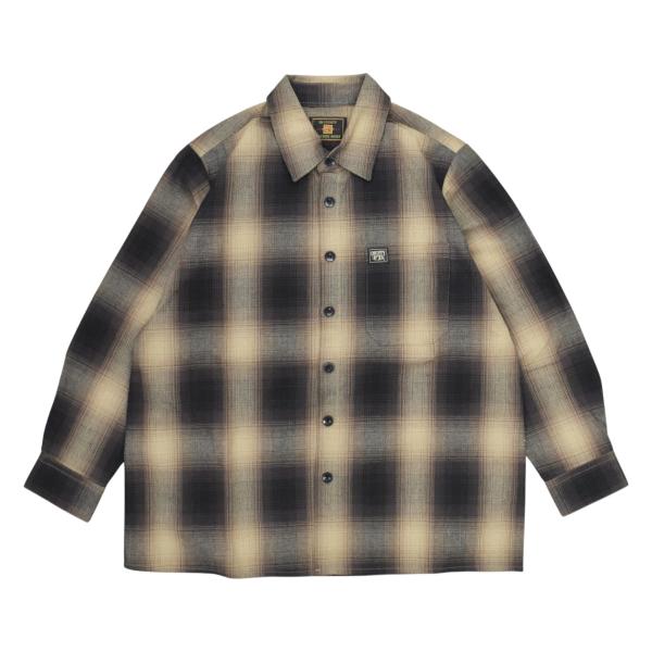 FB County L/S Checker Flannel Shirts - Black/Tan チ...