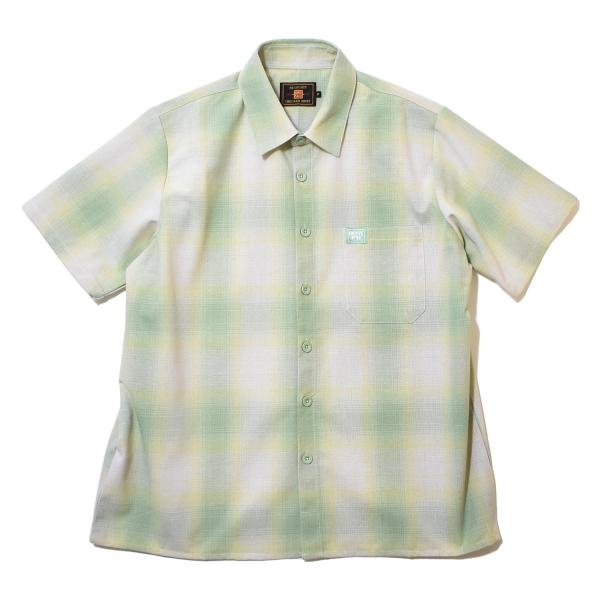 FB COUNTY S/S チェッカー フランネル シャツ ミント メンズ 半袖シャツ チェック ネ...