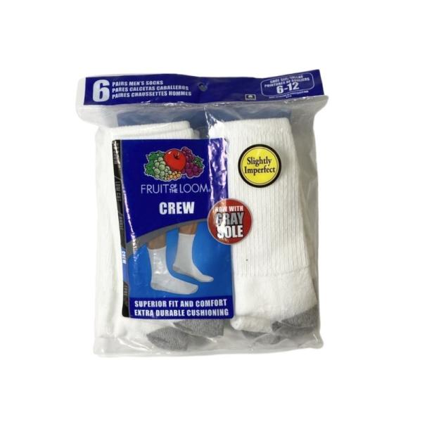 フルーツ・オブ・ザ・ルーム 6パック クルーソックス ホワイト メンズ/レディース/靴下/無地/6足...