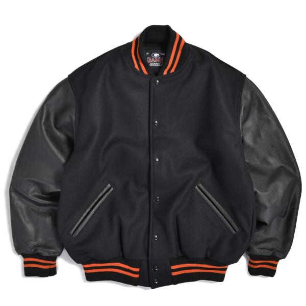 ゲームスポーツウェア ウール レザー バーシティー ジャケット ブラック/オレンジ