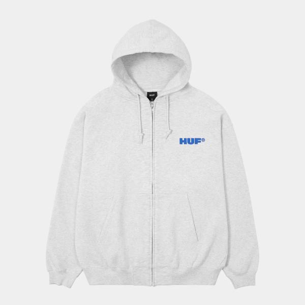 HUF ALL CAPS F/Z HOODIE - ASH フルジップ フーディー アッシュ ハフ