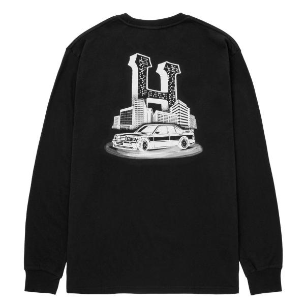 HUF ダウンタウン スピニング L/S Tシャツ ブラック