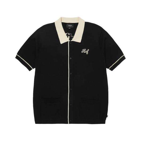 HUF ICARUS KNIT TOP BLACK メンズ レディース トップス 半袖ポロシャツ ハ...