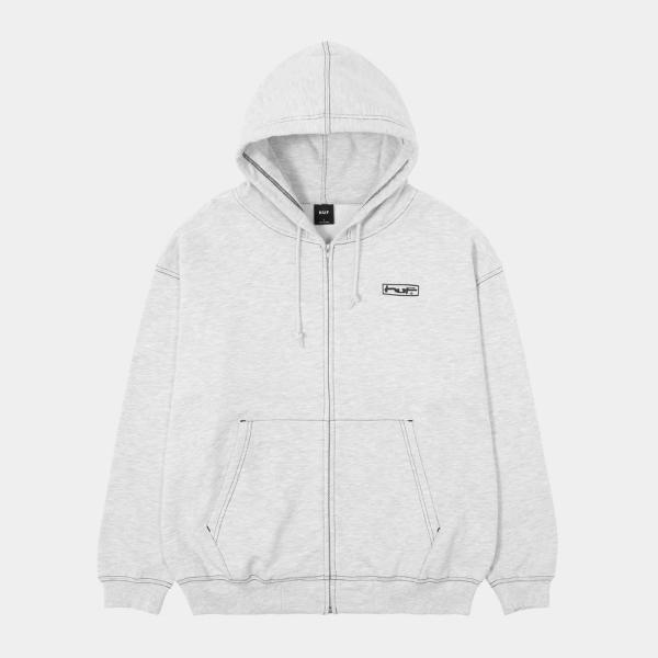 HUF STRETCH F/Z HOODIE - ASH フルジップ フーディー アッシュ ハフ