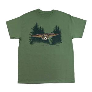 リバティグラフィックス Owl in Flight S/S Tシャツ オリーブ Liberty Graphics メンズ レディース｜rawdrip