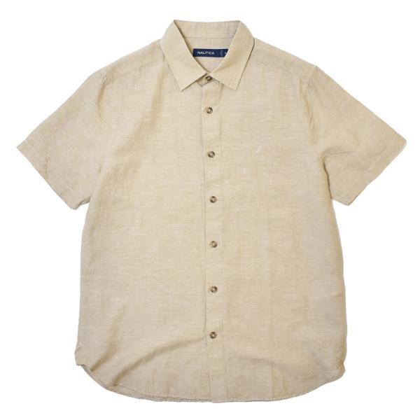 Nautica S/S Linen Shirts Khaki ノーティカ  半袖シャツ リネン メン...