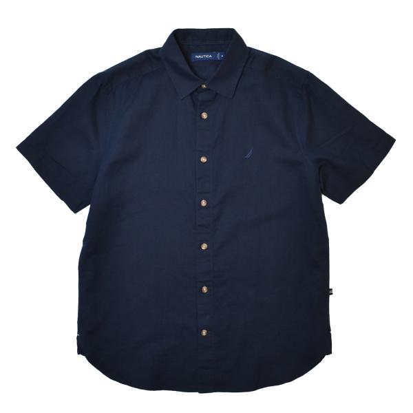 Nautica S/S Linen Shirts Navy ノーティカ  半袖シャツ リネン メンズ...