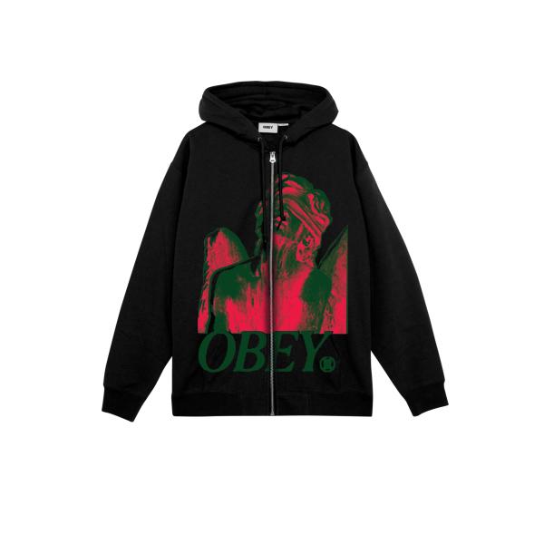 オベイ BLINDFOLD ZIP HOODIE ブラック メンズ レディース ジップフーディー パ...