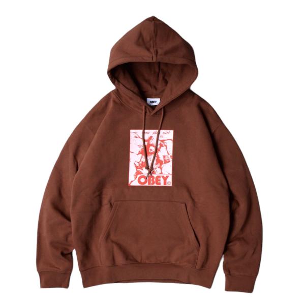 オベイ COME PLAY WITH US プルオーバー フーディー セピア  メンズ レディース ...