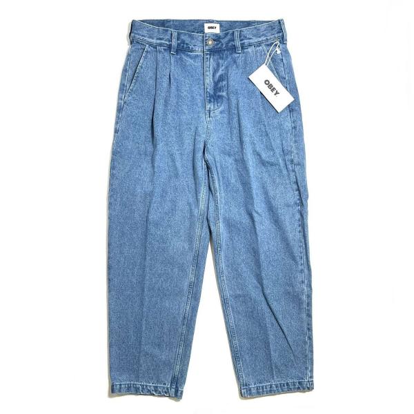 オベイ FUBAR プリーツ デニム パンツ ライトインディゴ