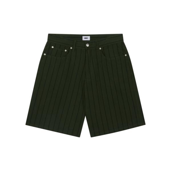 OBEY オベイ Stripe Baggy Denim Shorts DFB メンズ レディース デ...