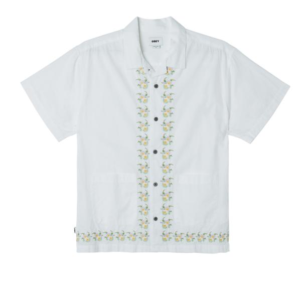 OBEY トレス S/S ウーブン シャツ ホワイト メンズ レディース 半袖シャツ OBEY