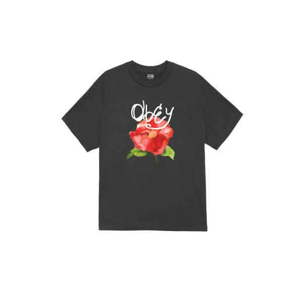 OBEY WATERCOLOR POPPY T-SHIRT - VINTAGE BLACK メンズ ...